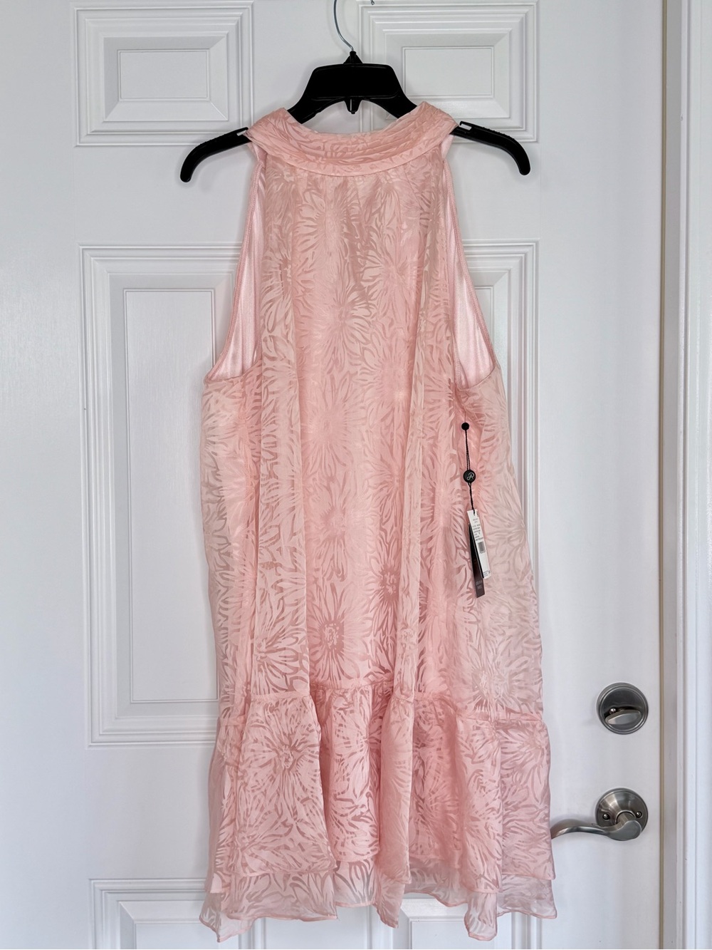 Adrianna Papell Blush Pink Sleeveless Ruffle-Hem Mini Dress